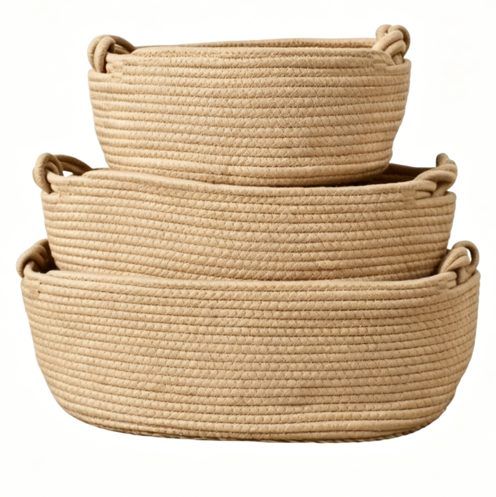 Cute Style Cotton Rope Storage Basket Children's Toy Book Storage Basket Oval Bottom Gift Basket