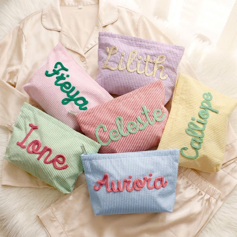 Soft Letter Pattern Makeup Bag with Zipper