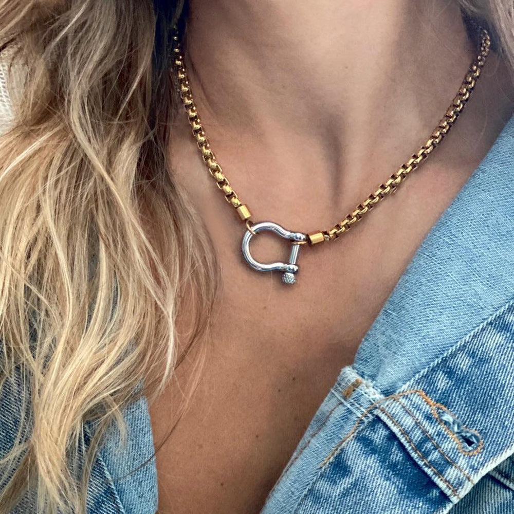 Horseshoe Buckle Stainless Steel Necklace