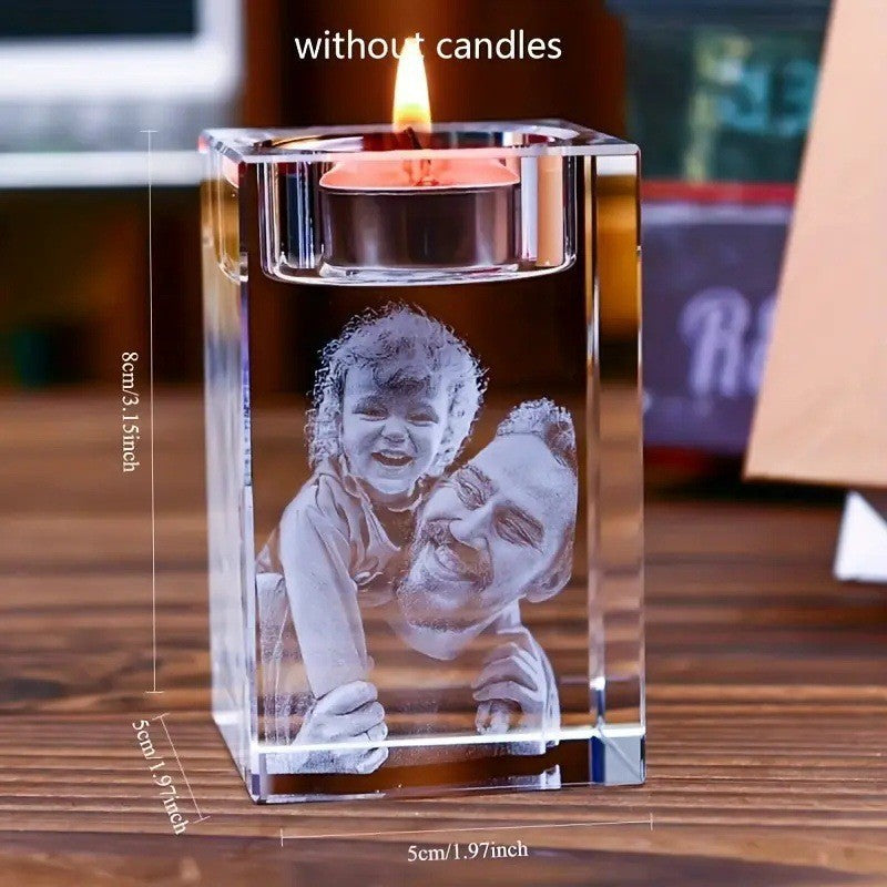 Engraved Personalized Crystal Candle Holder