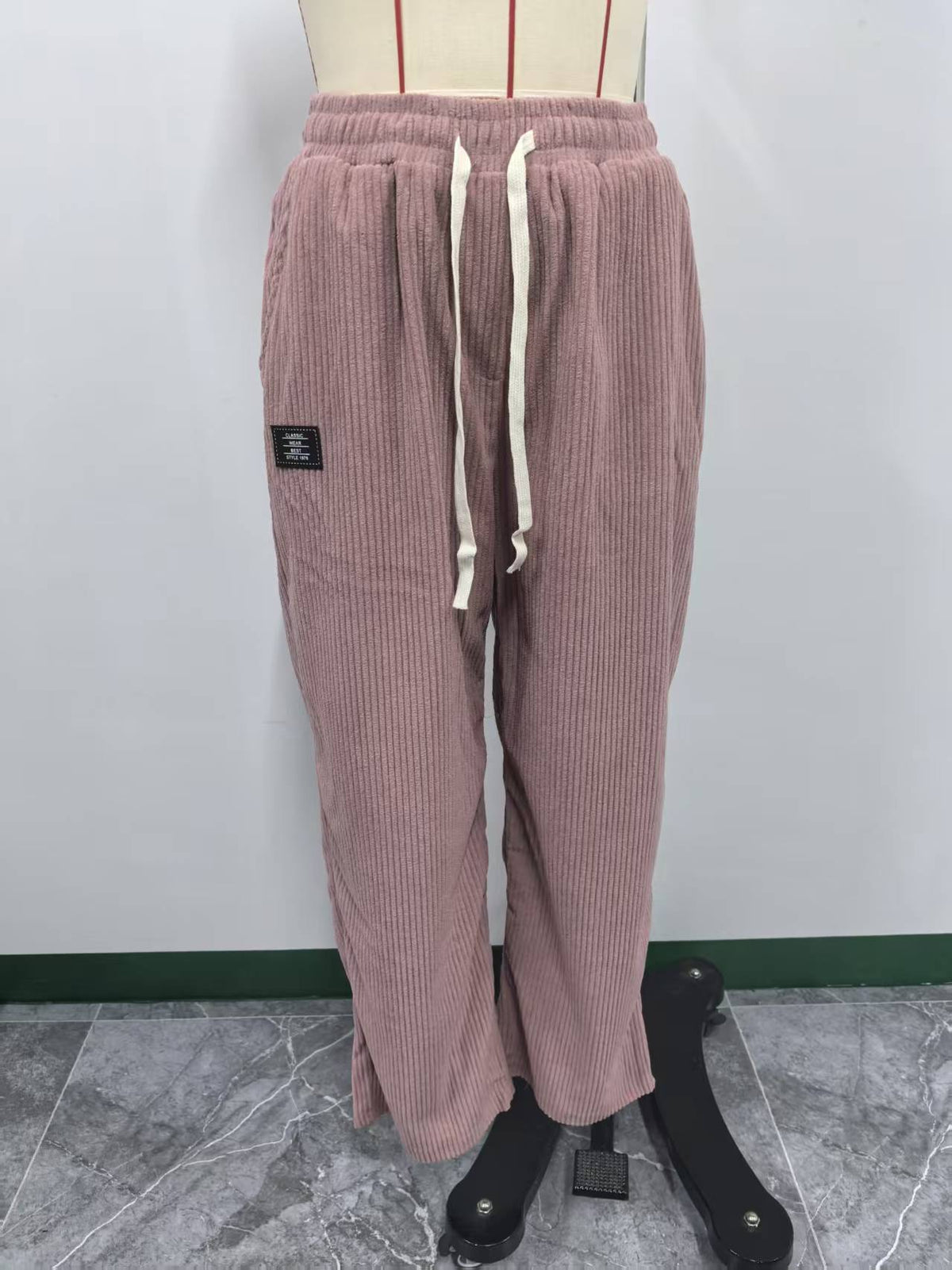 Mens Embroidered Straight Leg Casual Pants