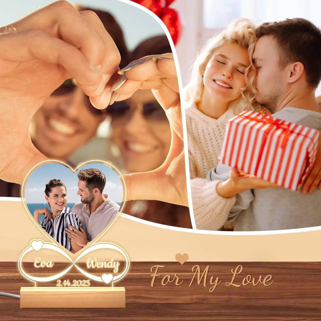 DIY Photo Printed Heart Night Light with Wood Base