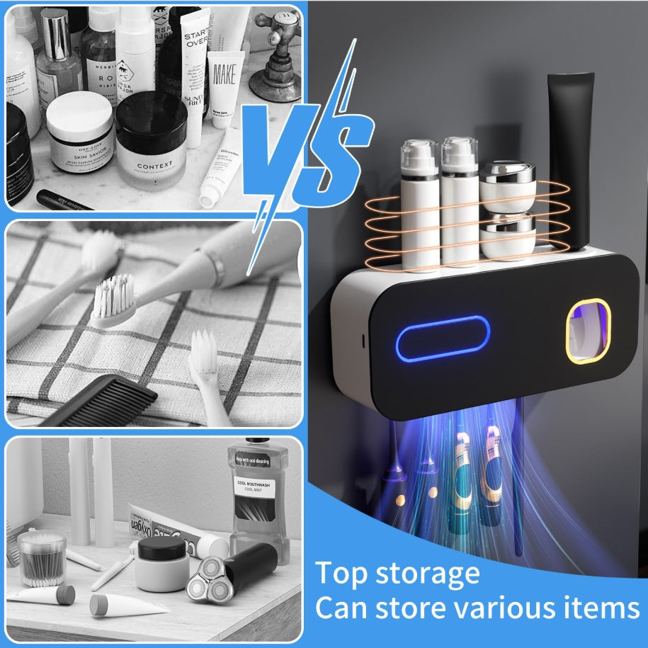 Smart UV Toothbrush Holder with Toothpaste Dispenser