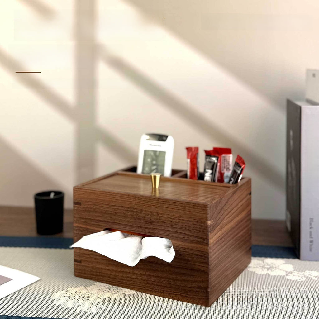 Remote Control Wooden Tissue Storage Box