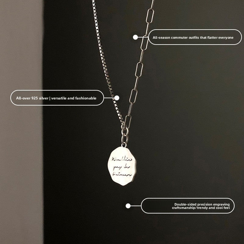 Retro Letter Round Pendant Titanium Steel Necklace