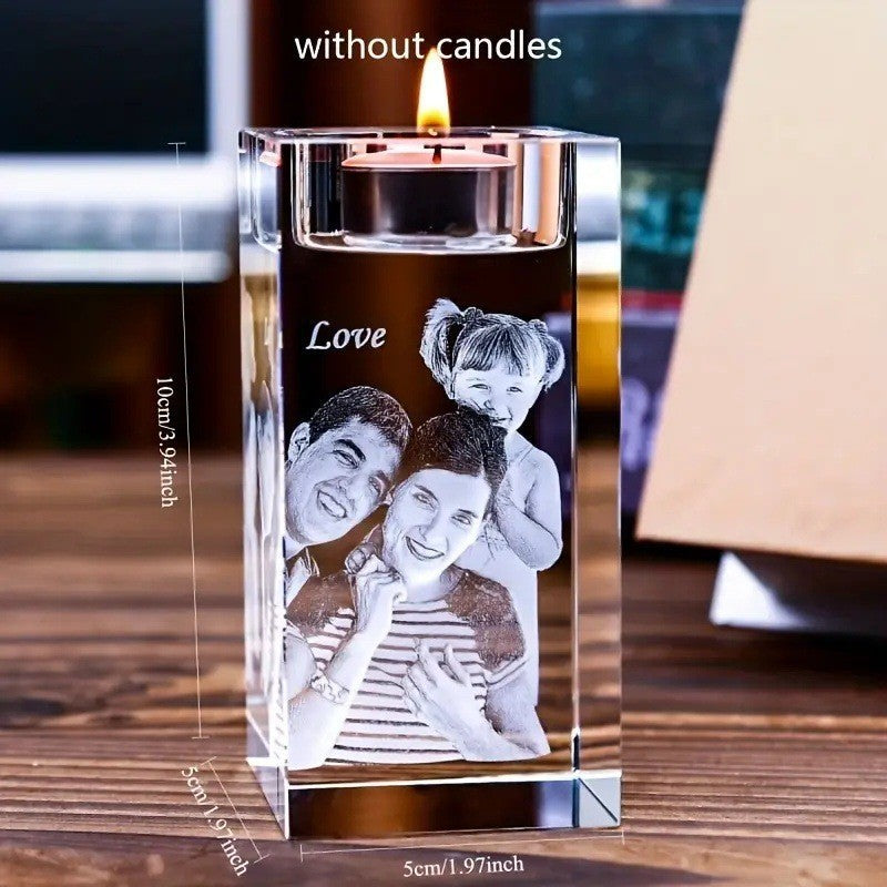 Engraved Personalized Crystal Candle Holder