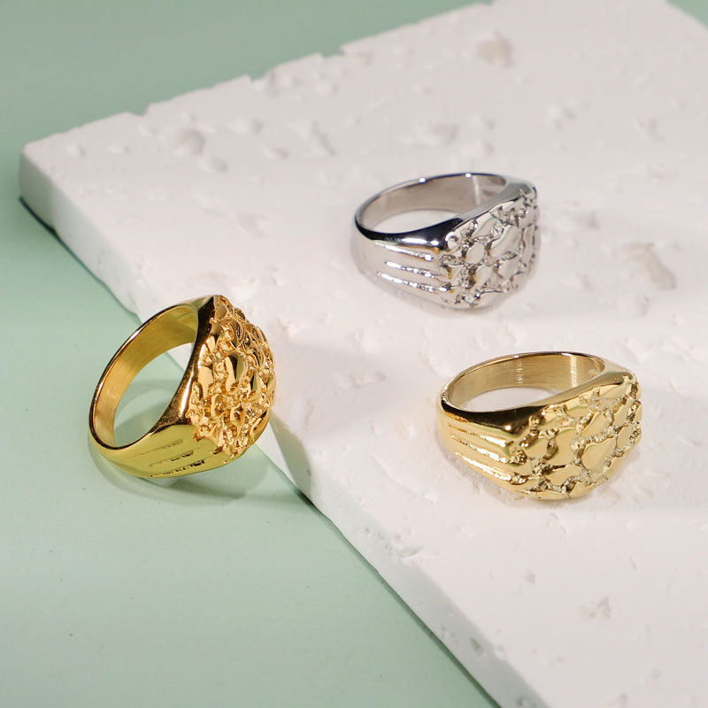 Stainless Steel Metal Block Ring
