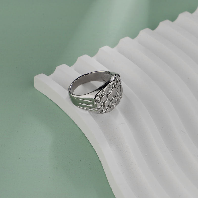 Stainless Steel Metal Block Ring
