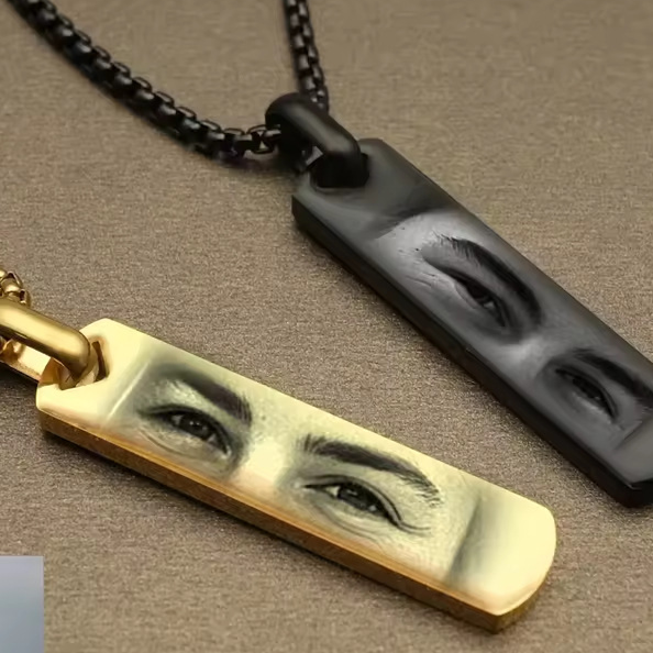 Laser Engraved Stainless Steel Adjustable Necklace