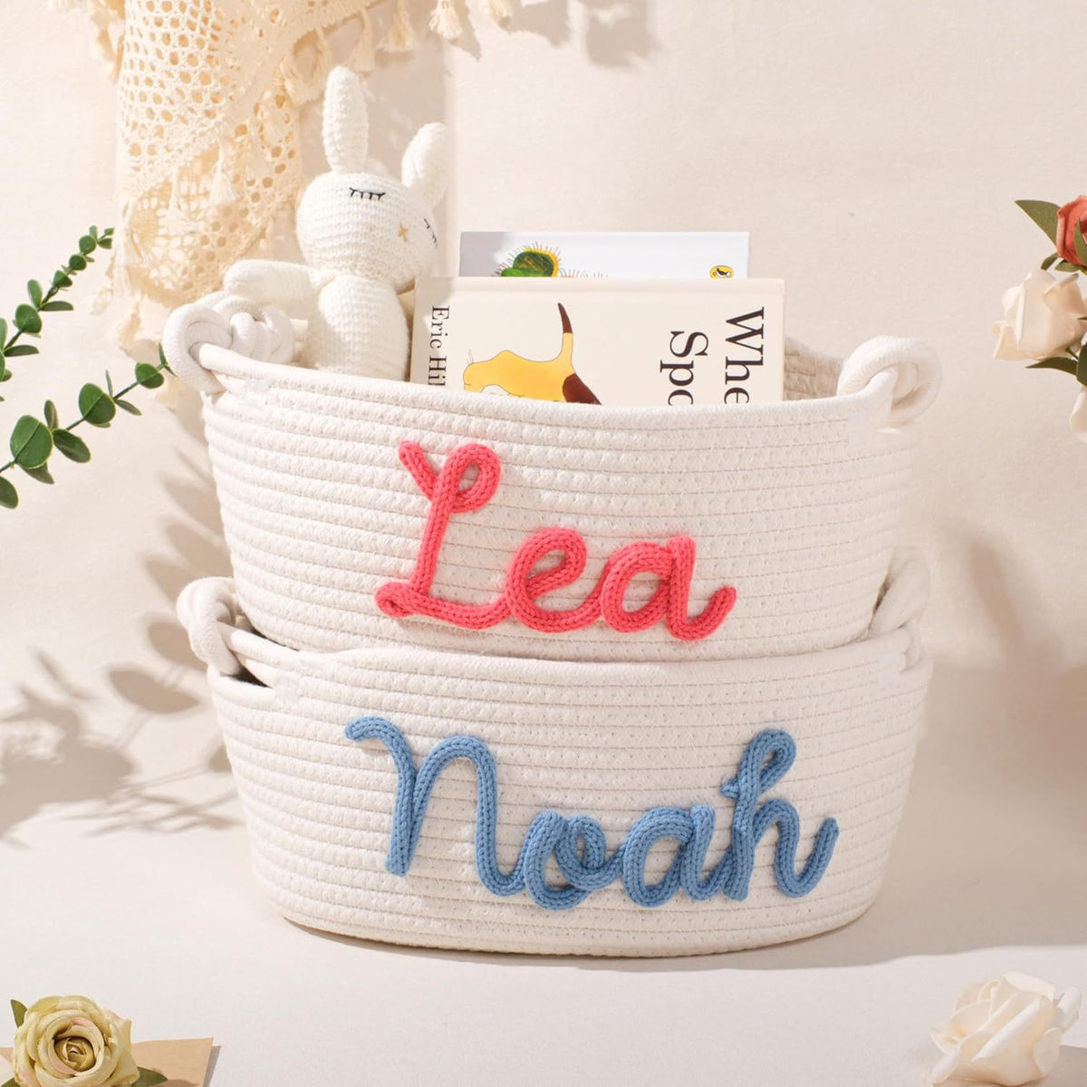 Cute Style Cotton Rope Storage Basket Children's Toy Book Storage Basket Oval Bottom Gift Basket