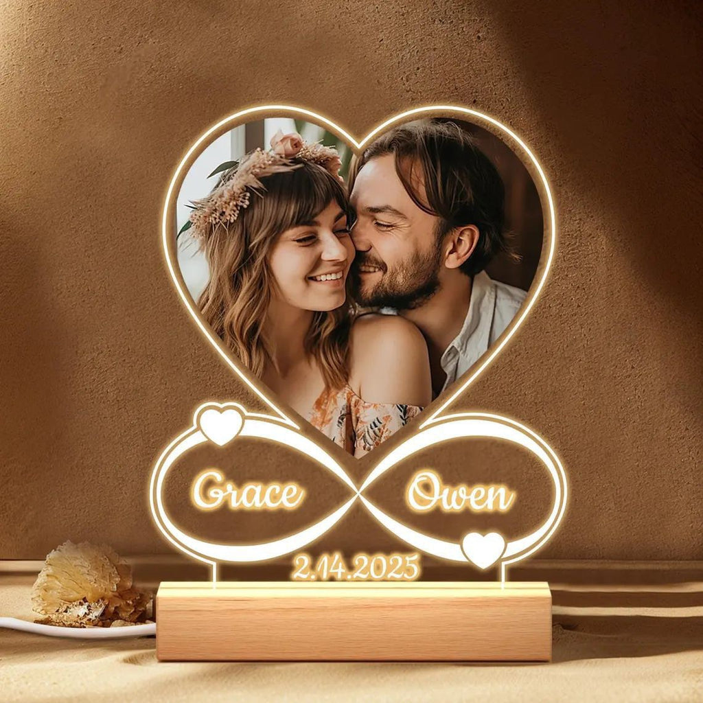 DIY Photo Printed Heart Night Light with Wood Base