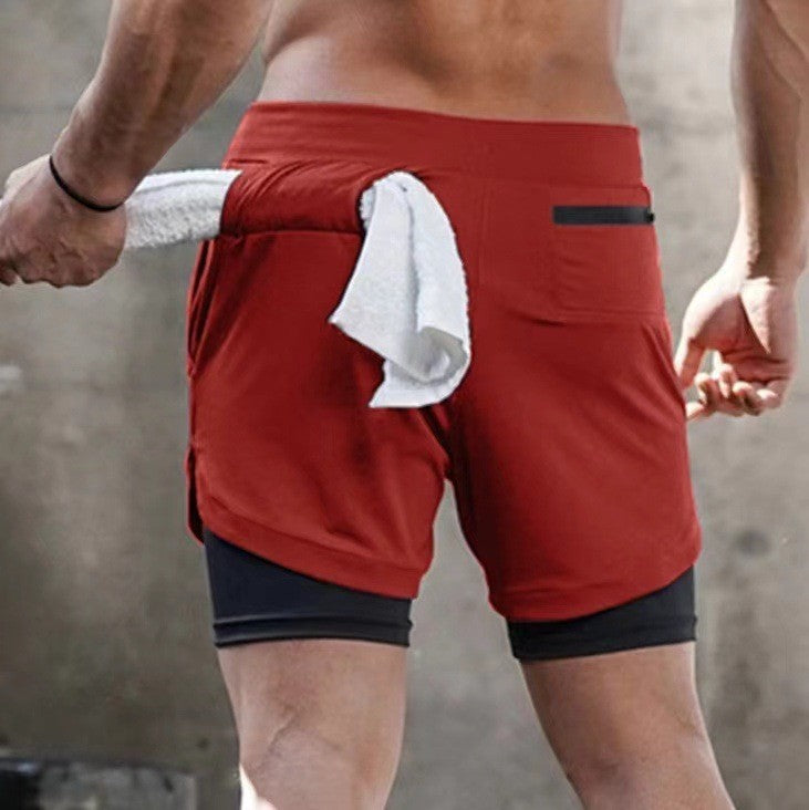 Men's Double Gym Shorts Sport Quick Dry Workout Jogging