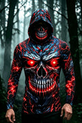Men's outdoor plant-print pullover hooded sweatshirt with loose fit top body