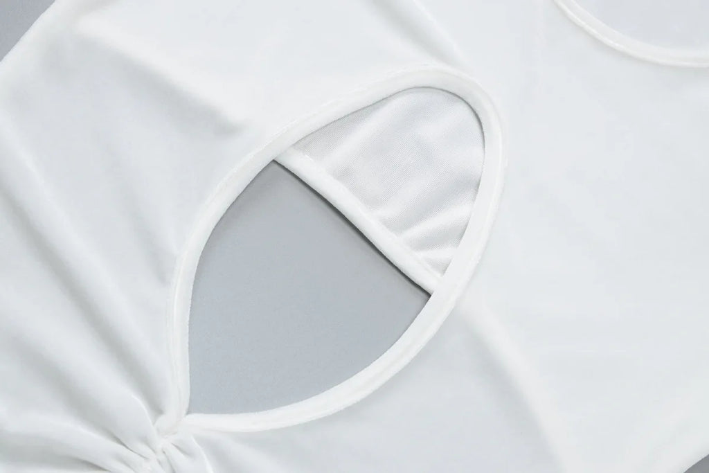 Women's Sexy Hollow Out White Long Sleeve Party Maxi Dress