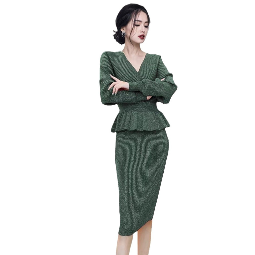 Winter Women's Style Skirt Suit Two-Piece Set, Sweater Dress