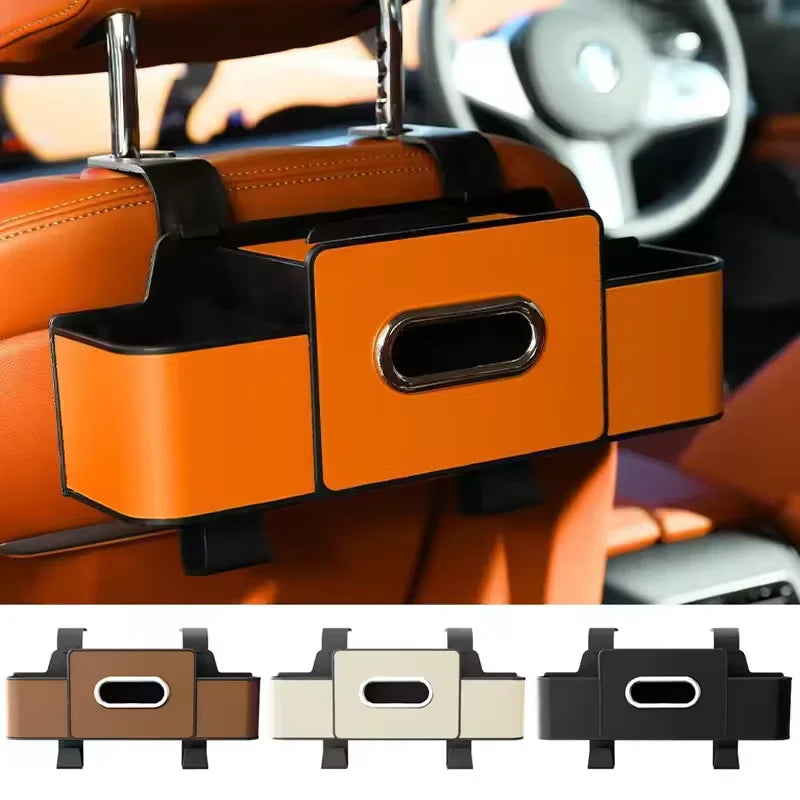 Universal Car Backseat Organizer with Tissue Box and 2 Cup Holders
