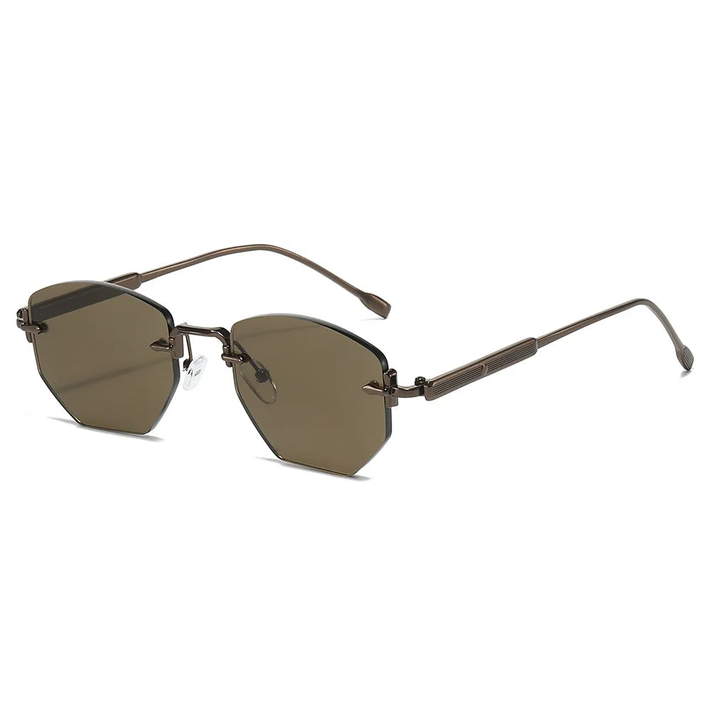 Fashionable and Unique Polygonal Frameless Trendy Sunglasses for Men and Women, High-End Street Style Versatile Glasses