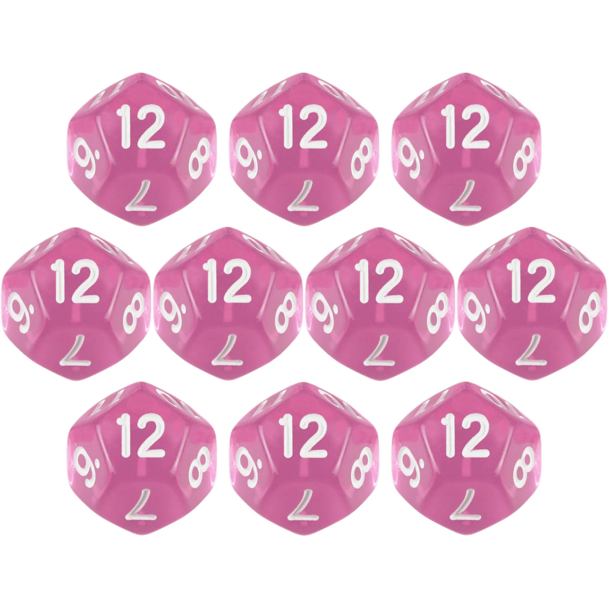 10-Piece Transparent 12-Sided Polyhedral Dice Set for DND TRPG