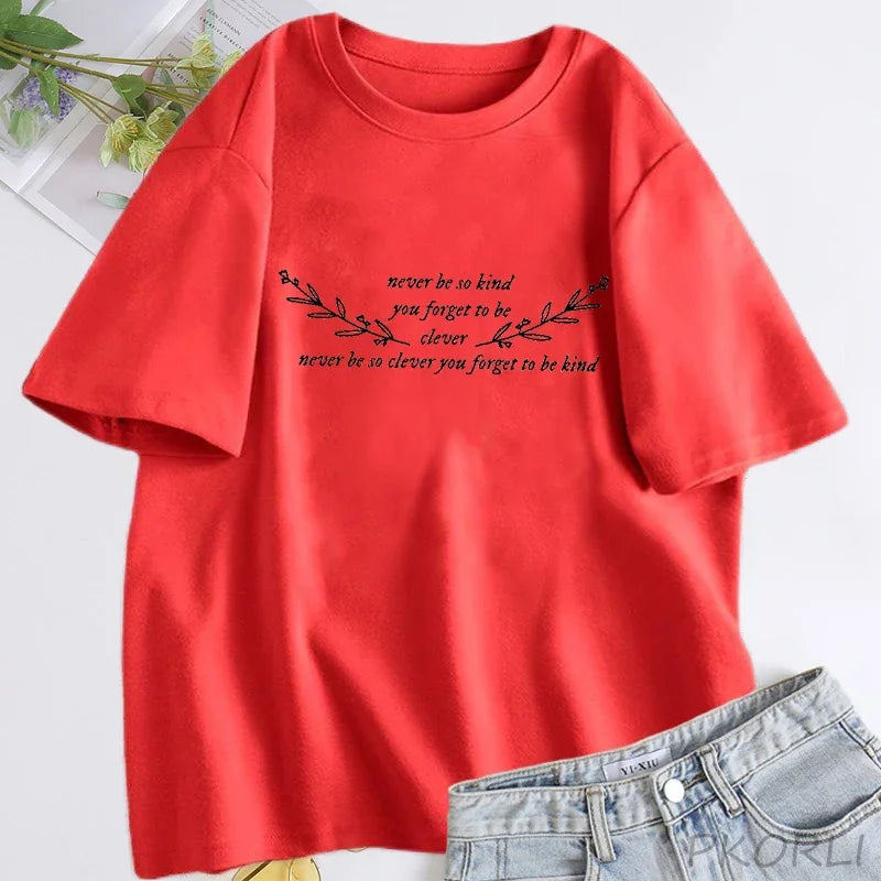 Cotton Woman Short Sleeve T-shirts Streetwear