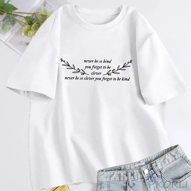 Cotton Woman Short Sleeve T-shirts Streetwear