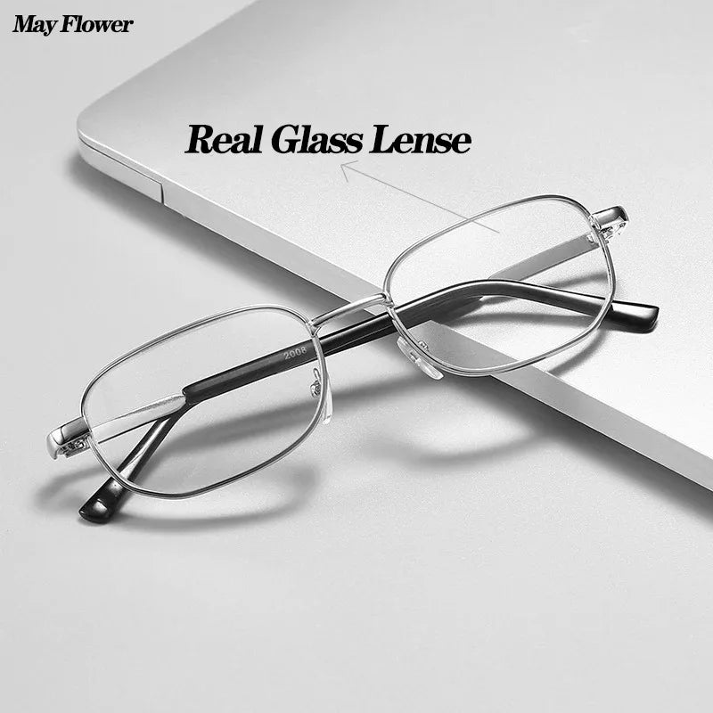 Glass Lens Reading Glasses Men Women Presbyopia Magnifying Clear Crystal Lenses Anti-Scratch Diopter Eyewear +150 250 350