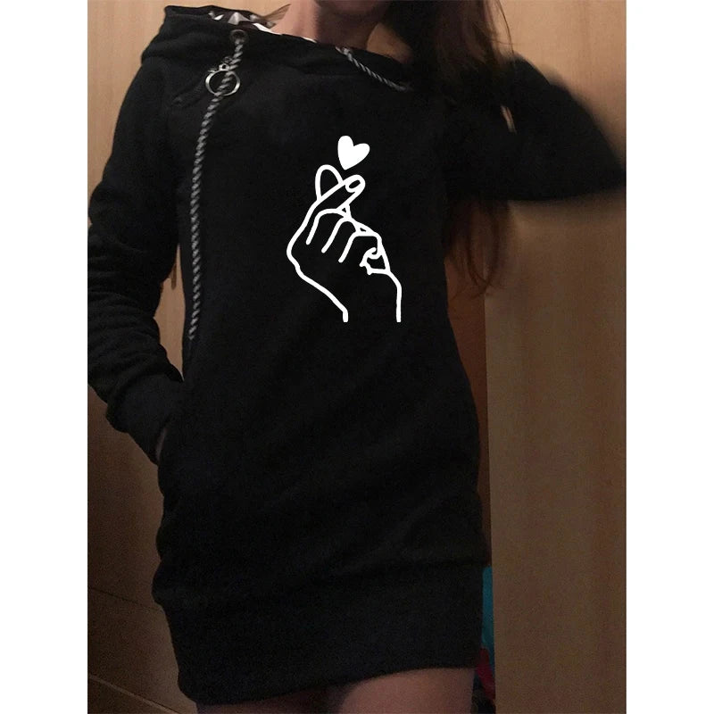 Women's Slim Fit Long Sleeve Hoodie Sweater Dress