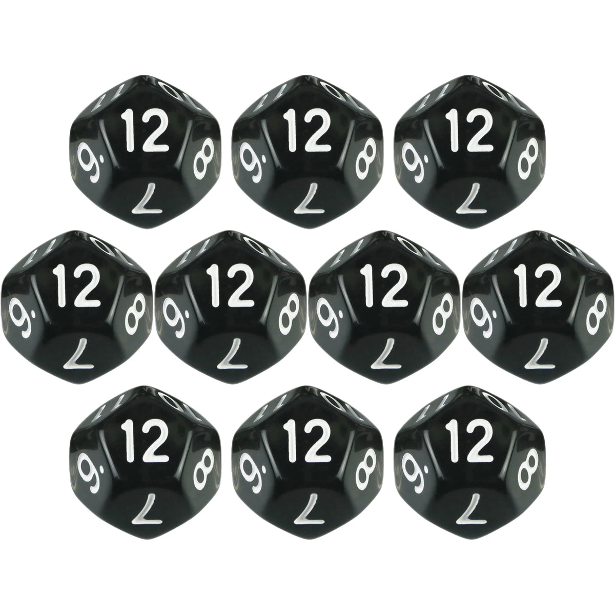 10-Piece Transparent 12-Sided Polyhedral Dice Set for DND TRPG