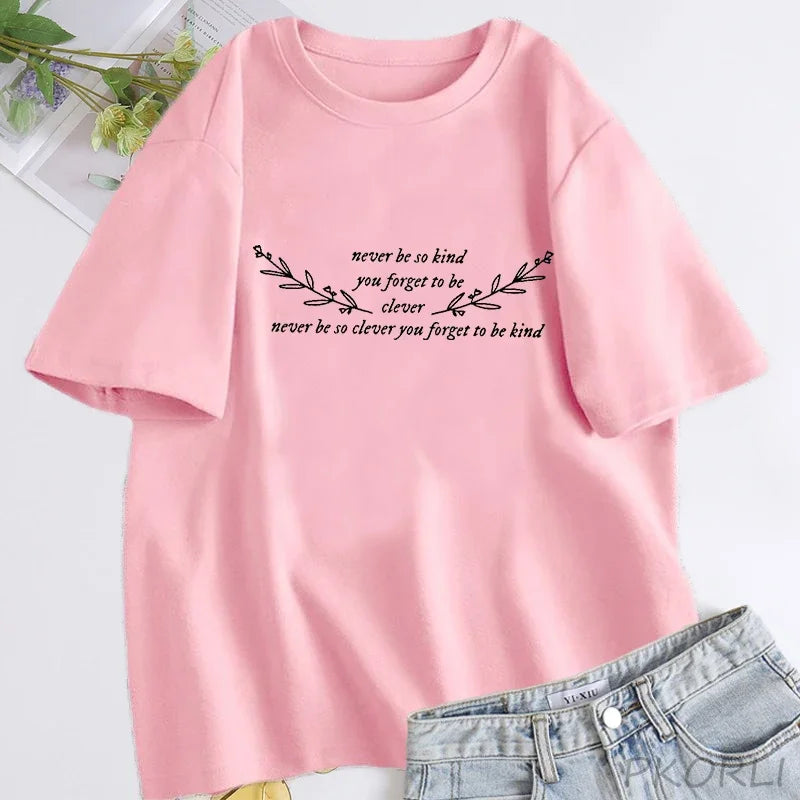 Cotton Woman Short Sleeve T-shirts Streetwear