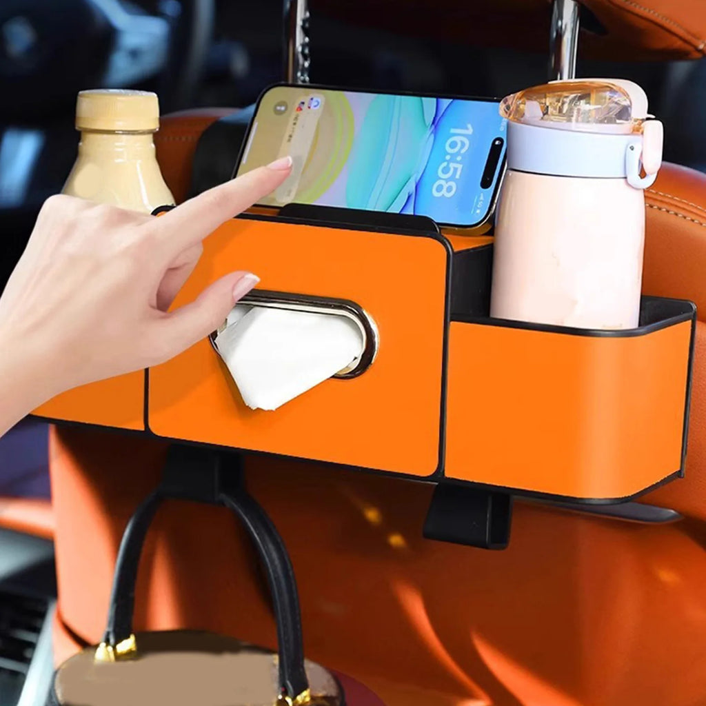 Universal Car Backseat Organizer with Tissue Box and 2 Cup Holders