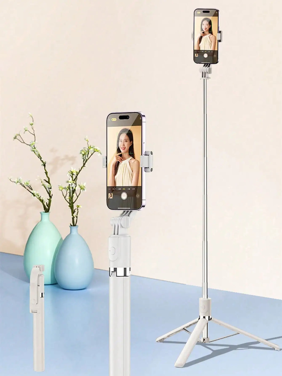 1700mm Wireless Selfie Stick Tripod with Foldable Monopod Stand
