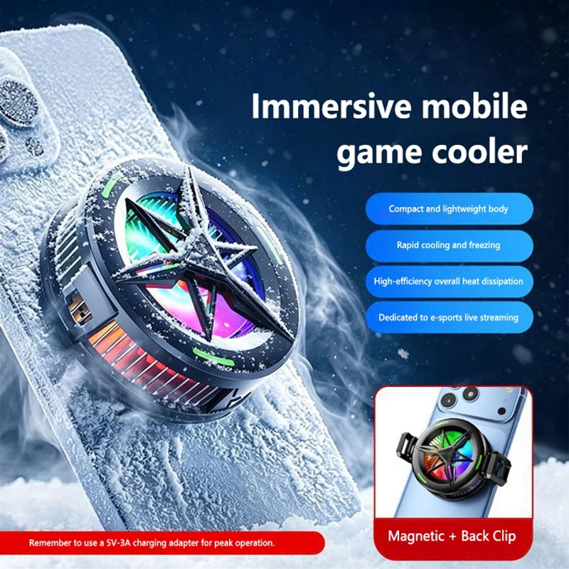 Magnetic Semiconductor Phone Cooler with RGB Lights for iOS and Android