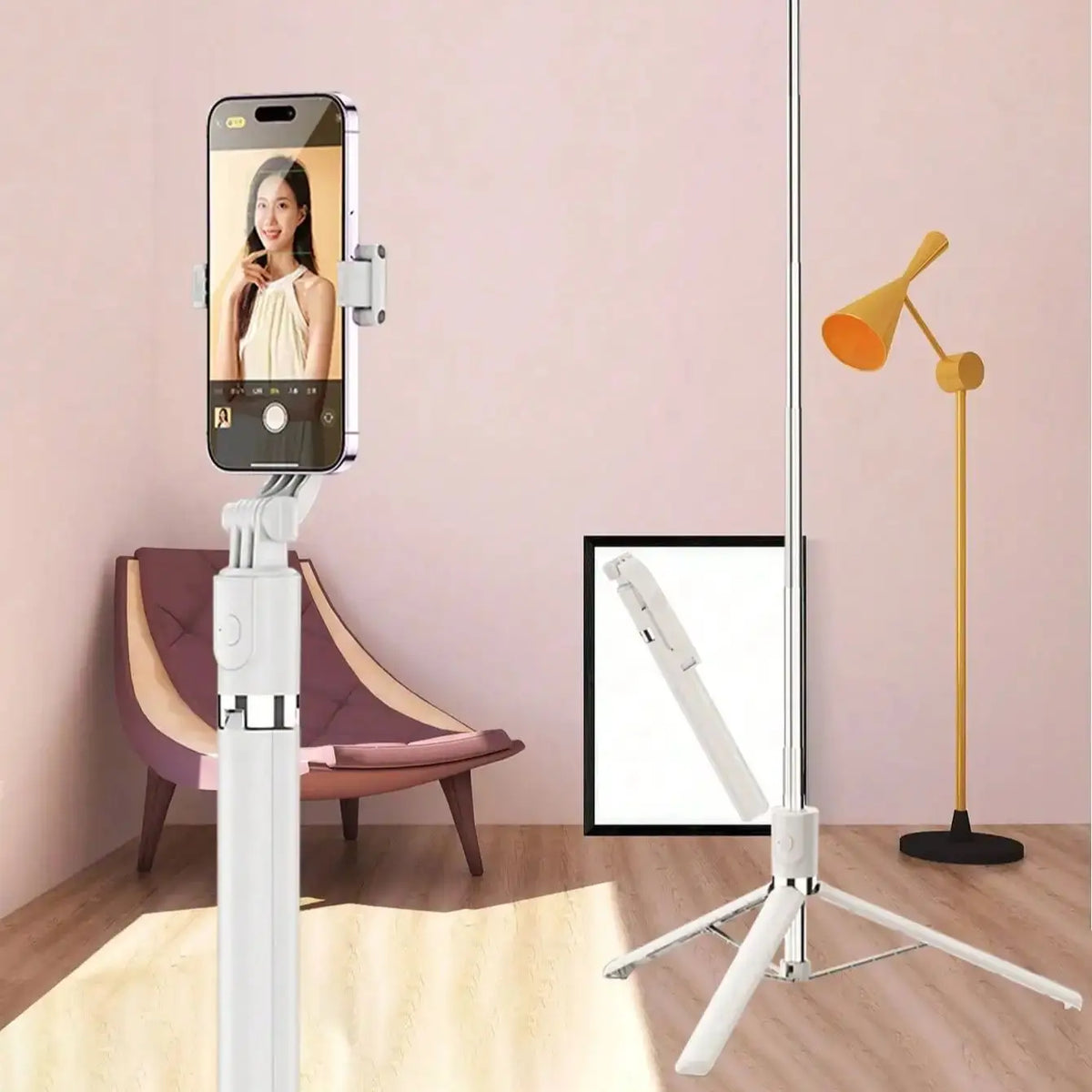 1700mm Wireless Selfie Stick Tripod with Foldable Monopod Stand