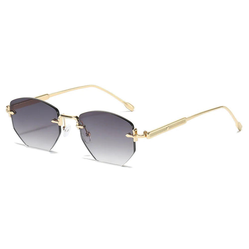 Fashionable and Unique Polygonal Frameless Trendy Sunglasses for Men and Women, High-End Street Style Versatile Glasses