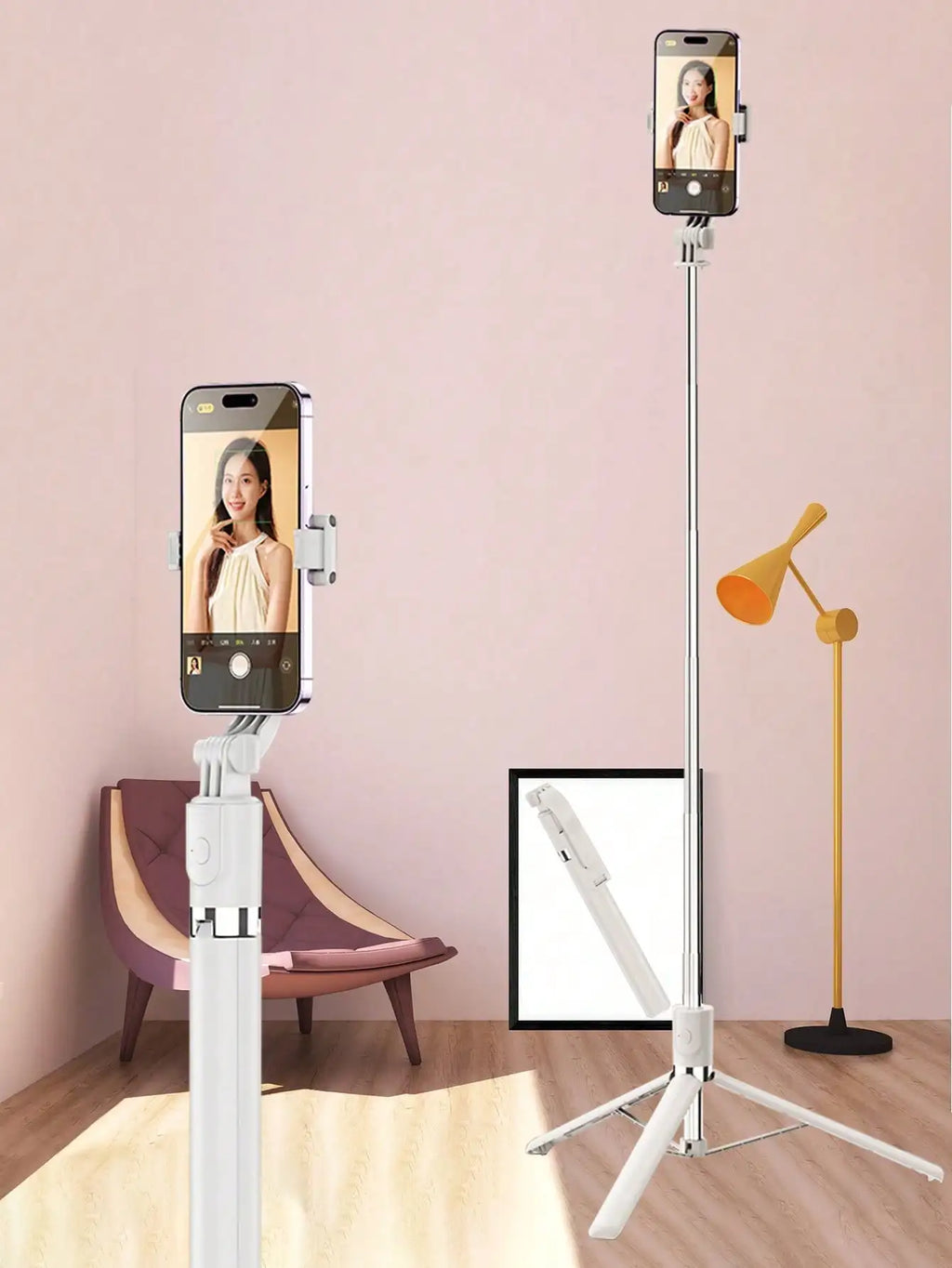 1700mm Wireless Selfie Stick Tripod with Foldable Monopod Stand