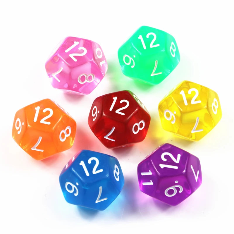 10-Piece Transparent 12-Sided Polyhedral Dice Set for DND TRPG