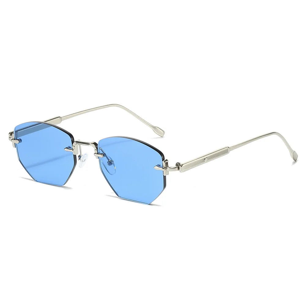 Fashionable and Unique Polygonal Frameless Trendy Sunglasses for Men and Women, High-End Street Style Versatile Glasses