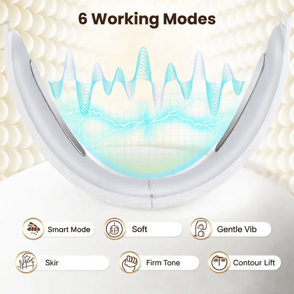 6-Mode Vibration Facial Massager with Adjustable Headband