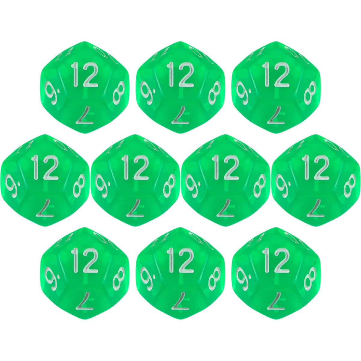 10-Piece Transparent 12-Sided Polyhedral Dice Set for DND TRPG