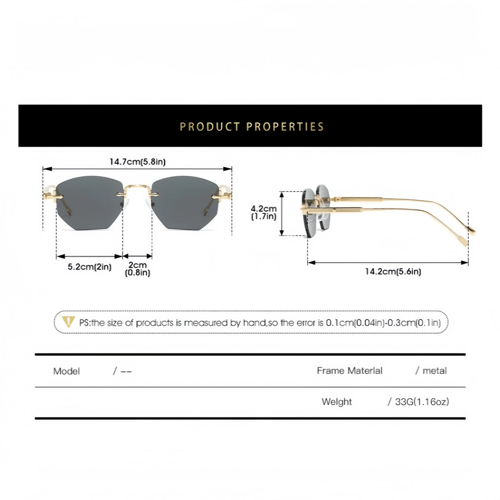 Fashionable and Unique Polygonal Frameless Trendy Sunglasses for Men and Women, High-End Street Style Versatile Glasses