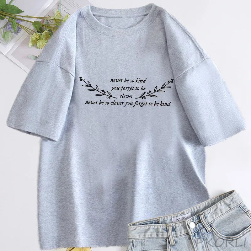 Cotton Woman Short Sleeve T-shirts Streetwear
