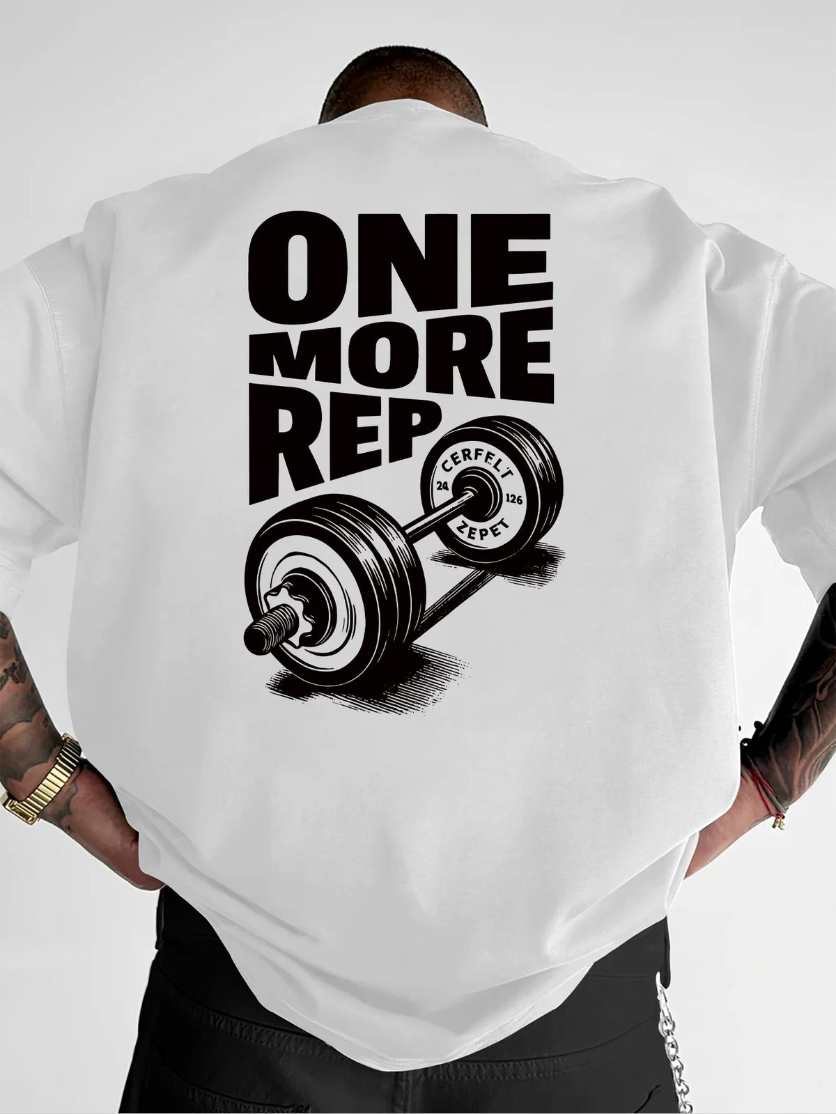 Oversized Men's T-Shirt Vintage Funny Gym Workout ONE MORE REP  Cotton