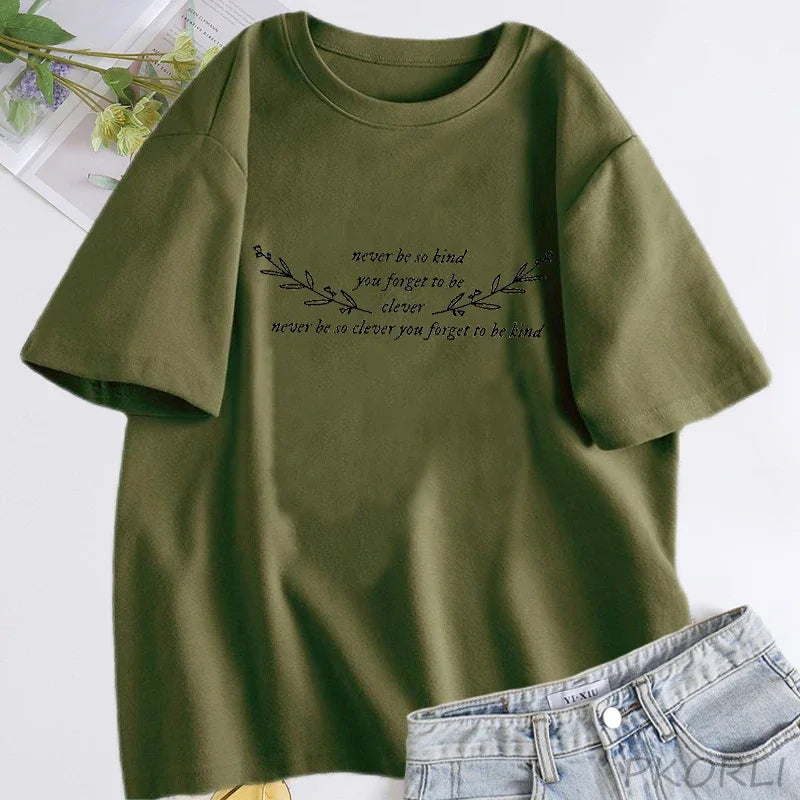Cotton Woman Short Sleeve T-shirts Streetwear