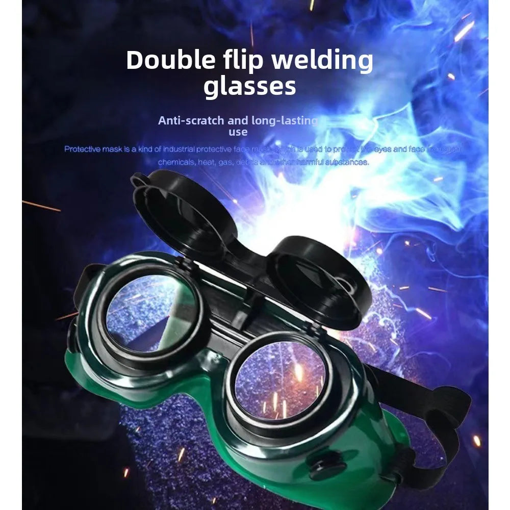 Double Flip Welding Glasses Anti Strong Light Anti Welding Argon Arc Welding Burning Welding Welding Goggles  Protection Glasses
