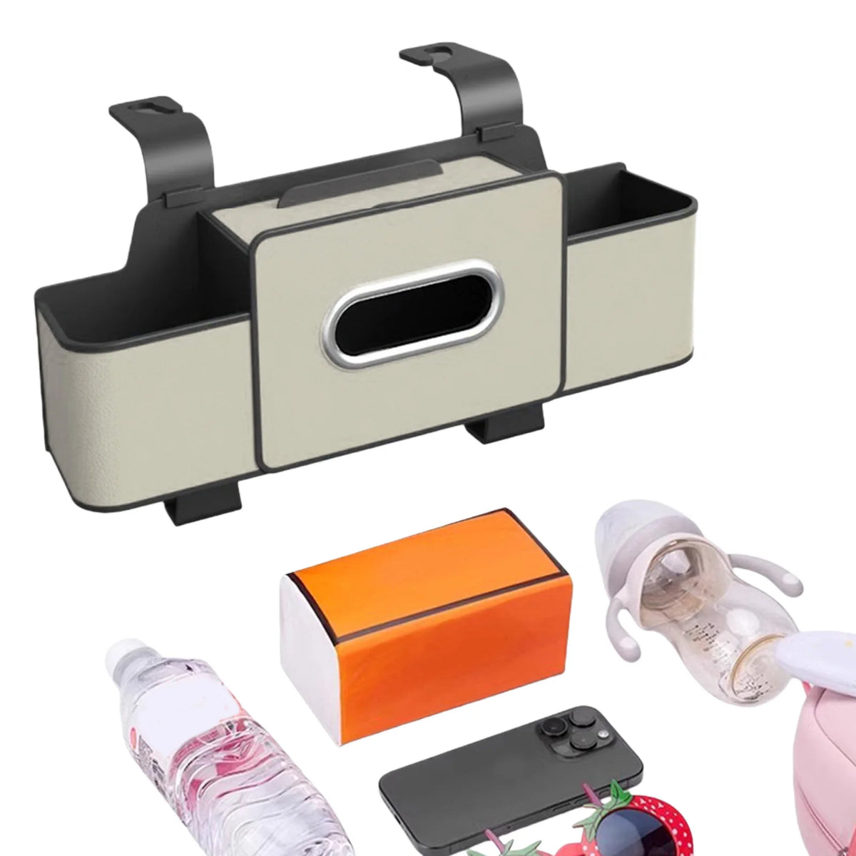 Universal Car Backseat Organizer with Tissue Box and 2 Cup Holders