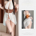 Mesh Cleavage Revealing Lingerie Skirt Set