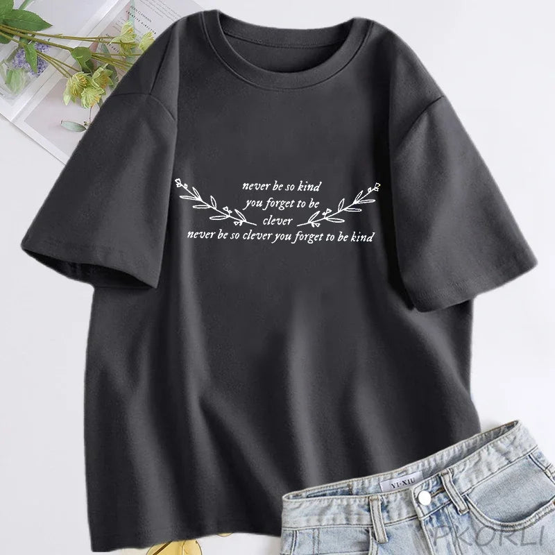 Cotton Woman Short Sleeve T-shirts Streetwear