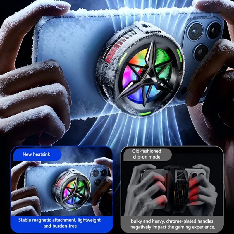 Magnetic Semiconductor Phone Cooler with RGB Lights for iOS and Android