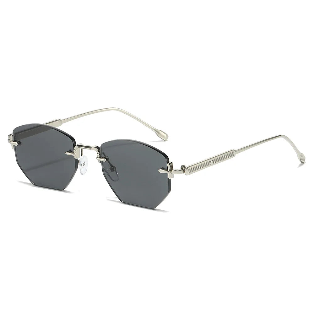Fashionable and Unique Polygonal Frameless Trendy Sunglasses for Men and Women, High-End Street Style Versatile Glasses