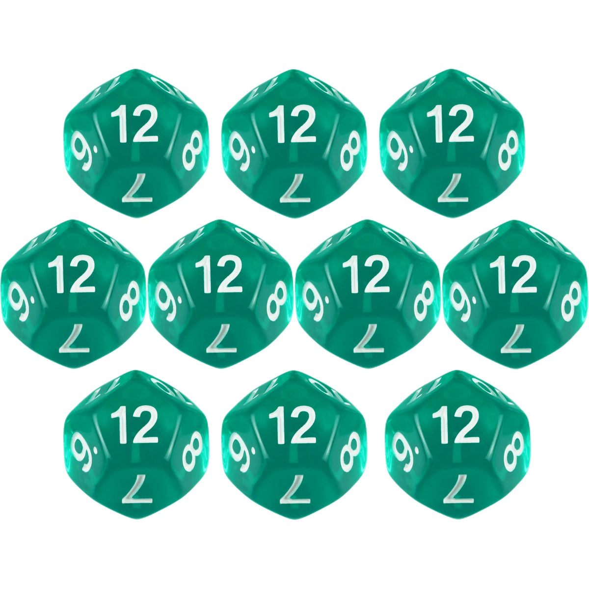 10-Piece Transparent 12-Sided Polyhedral Dice Set for DND TRPG