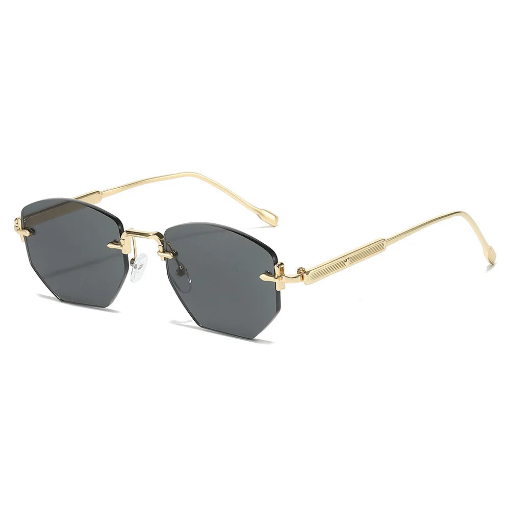 Fashionable and Unique Polygonal Frameless Trendy Sunglasses for Men and Women, High-End Street Style Versatile Glasses